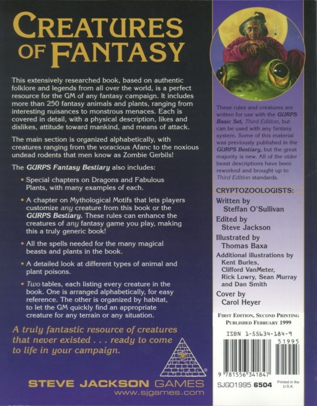 GURPS Fantasy Bestiary (Back)