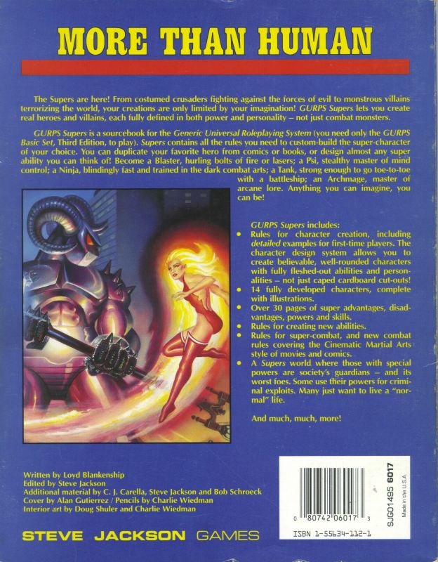 GURPS Supers, First Edition (Back)