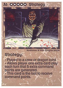 Need: 0    Want: 0    Have: 18 (+292)    Will Trade: 14    In Storage: 11              A1 ‑ Strategy  Set: NE  Rarity: U1    Artist: Douglas Shuler    