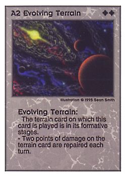 Need: 0    Want: 0    Have: 41    Will Trade: 33    In Storage: 27              A2 ‑ Evolving Terrain  Set: PoM  Rarity: V1    Artist: Sean Smith    