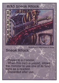 Need: 2    Want: 10    Have: 1    Will Trade: 0    In Storage: 0              R/A3 ‑ Sneak Attack  Set: GI  Rarity: V1    Artist: Robert A. Kraus    