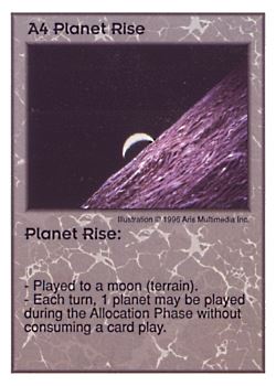 Need: 2    Want: 10    Have: 1    Will Trade: 0    In Storage: 0              A4 ‑ Planet Rise  Set: GI  Rarity: U1    Artist: Aris Multimedia Inc.    