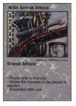 Need: 3    Want: 10    Have: 0    Will Trade: 0    In Storage: 0              R/A4 ‑ Sneak Attack  Set: GI  Rarity: V1    Artist: Robert A. Kraus    