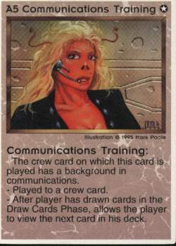 Need: 1    Want: 12    Have: 0    Will Trade: 0    In Storage: 1              A5 ‑ Communications Training  Set: Pro1  Rarity: Pro1    Artist: Mark Poole    