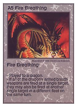 Need: 4    Want: 8    Have: 1    Will Trade: 0    In Storage: 0              A5 ‑ Fire Breathing  Set: GI  Rarity: U1    Artist: David Lee Anderson    