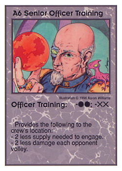 Need: 2    Want: 10    Have: 1    Will Trade: 0    In Storage: 0              A6 ‑ Senior Officer Training  Set: GI  Rarity: V1    Artist: Aaron Williams    