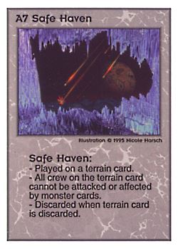 Need: 0    Want: 0    Have: 32 (+19)    Will Trade: 29    In Storage: 24              A7 ‑ Safe Haven  Set: PoM  Rarity: V1    Artist: Nicole Harsch    