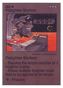 Need: 0    Want: 0    Have: 17    Will Trade: 9    In Storage: 4              B2 ‑ Freighter Station  Set: AT  Rarity: U1    Artist: Darryl Elliott    