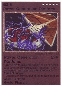Need: 0    Want: 0    Have: 42 (+105)    Will Trade: 38    In Storage: 29              B3 ‑ Power Generation Platform  Set: PE  Rarity: R1    Artist: Nivard    