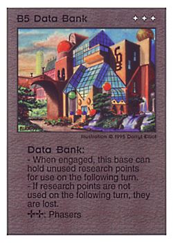 Need: 0    Want: 0    Have: 170 (+96)    Will Trade: 166    In Storage: 50              B5 ‑ Data Bank  Set: PoM  Rarity: R1    Artist: Darryl Elliott    