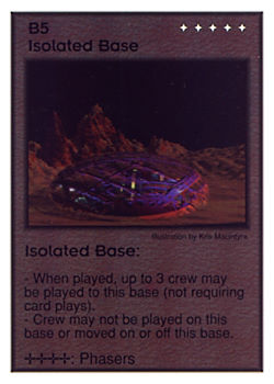 Need: 2    Want: 10    Have: 1    Will Trade: 0    In Storage: 0              B5 ‑ Isolated Base  Set: GI  Rarity: U1    Artist: Kris Macintyre    