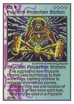 Need: 0    Want: 0    Have: 151    Will Trade: 143    In Storage: 44              B5 ‑ Psycanti Projection Station  Set: PoM  Rarity: R1    Artist: Gregg Glymph    