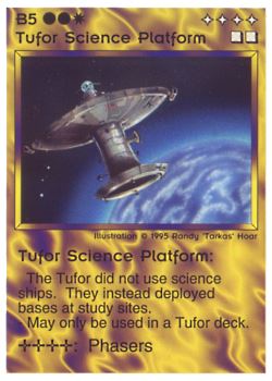 Need: 0    Want: 0    Have: 24    Will Trade: 16    In Storage: 15              B5 ‑ Tufor Science Platform  Set: NE  Rarity: U1    Artist: Randy 'Tarkas' Hoar    