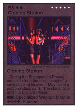 Need: 5    Want: 6    Have: 2    Will Trade: 0    In Storage: 0              B6 ‑ Cloning Station  Set: GI  Rarity: U1    Artist: David Lee Anderson    