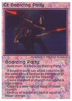 Need: 0    Want: 0    Have: 47 (+299)    Will Trade: 43    In Storage: 37              C1 ‑ Boarding Party  Set: PE  Rarity: VC1/2    Artist: John D. Matson    