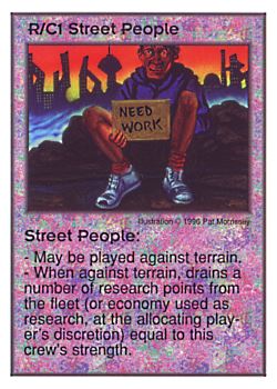 Need: 0    Want: 5    Have: 8    Will Trade: 0    In Storage: 1              R/C1 ‑ Street People  Set: Per  Rarity: U1    Artist: Pat Morrissey    