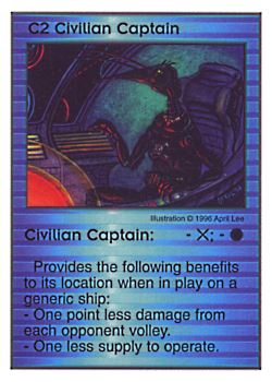 Need: 0    Want: 0    Have: 38 (+36)    Will Trade: 34    In Storage: 27              C2 ‑ Civilian Captain  Set: Pir  Rarity: U1    Artist: April Lee    