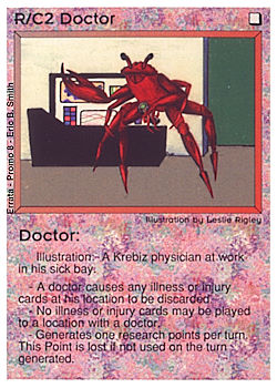 Need: 0    Want: 0    Have: -1    Will Trade: 0    In Storage: 0              R/C2 ‑ Doctor  Set: Pro8  Rarity: Pro8    Artist: Leslie Rigley    