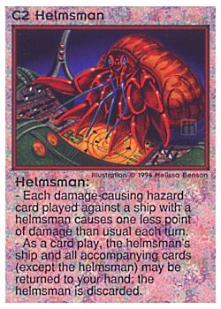Need: 0    Want: 0    Have: 44 (+407)    Will Trade: 40    In Storage: 37              C2 ‑ Helmsman  Set: PE  Rarity: C2    Artist: Melissa A. Benson    