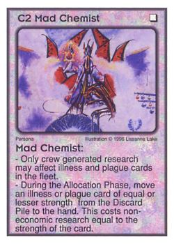Need: 0    Want: 6    Have: 7    Will Trade: 0    In Storage: 0              C2 ‑ Mad Chemist  Set: Per  Rarity: U1    Artist: Lissanne Lake    
