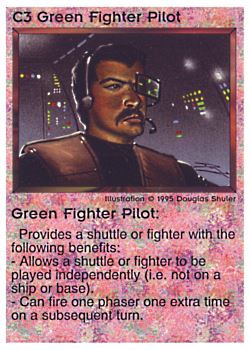 Need: 0    Want: 0    Have: 61    Will Trade: 53    In Storage: 36              C3 ‑ Green Fighter Pilot  Set: NE  Rarity: C1    Artist: Douglas Shuler    