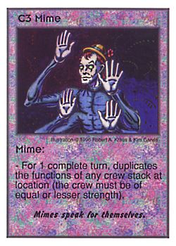 Need: 0    Want: 0    Have: 13    Will Trade: 5    In Storage: 0              C3 ‑ Mime  Set: CC  Rarity: U    Artist: Robert A. Kraus    