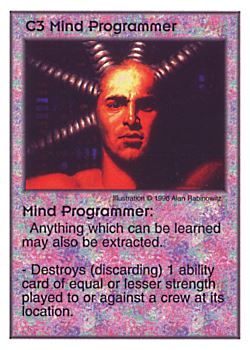 Need: 0    Want: 0    Have: 40    Will Trade: 32    In Storage: 27              C3 ‑ Mind Programmer  Set: Pir  Rarity: U1    Artist: Alan Rabinowitz    