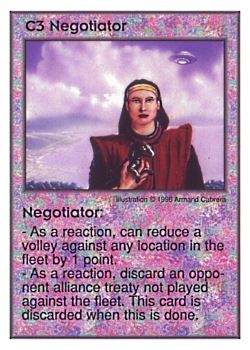 Need: 0    Want: 5    Have: 8    Will Trade: 0    In Storage: 1              C3 ‑ Negotiator  Set: Per  Rarity: U1    Artist: Armand Cabrera    