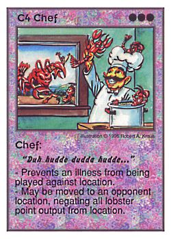 Need: 0    Want: 6    Have: 7    Will Trade: 0    In Storage: 0              C4 ‑ Chef  Set: Per  Rarity: U1    Artist: Robert A. Kraus    
