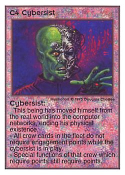 Need: 0    Want: 0    Have: 118    Will Trade: 110    In Storage: 50              C4 ‑ Cybersist  Set: TG  Rarity: U1    Artist: Douglas Chaffee    