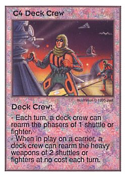 Need: 0    Want: 0    Have: 14    Will Trade: 6    In Storage: 2              C4 ‑ Deck Crew  Set: AT  Rarity: R1    Artist: jael    