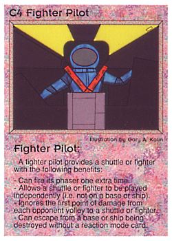 Need: 0    Want: 0    Have: 6    Will Trade: 0    In Storage: 0              C4 ‑ Fighter Pilot  Set: PE  Rarity: V1    Artist: Gary A. Kalin    