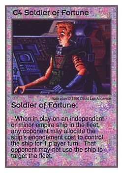 Need: 1    Want: 10    Have: 2    Will Trade: 0    In Storage: 0              C4 ‑ Soldier of Fortune  Set: GI  Rarity: U1    Artist: David Lee Anderson    