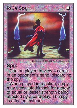 Need: 0    Want: 0    Have: 42    Will Trade: 34    In Storage: 25              R/C4 ‑ Spy  Set: Pir  Rarity: U1    Artist: N. Taylor Blanchard    