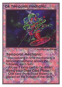 Need: 0    Want: 0    Have: 118 (+23)    Will Trade: 114    In Storage: 50              C4 ‑ Temporal Mechanic  Set: TG  Rarity: U1    Artist: jael    