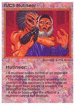 Need: 0    Want: 0    Have: 25 (+17)    Will Trade: 21    In Storage: 18              R/C5 ‑ Mutineer  Set: PE  Rarity: V2    Artist: Nivard    