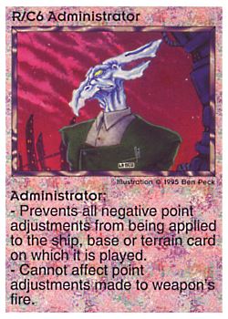 Need: 0    Want: 0    Have: 22 (+206)    Will Trade: 19    In Storage: 15              R/C6 ‑ Administrator  Set: NE  Rarity: U1    Artist: Ben Peck    