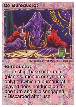 Need: 0    Want: 0    Have: 24 (+188)    Will Trade: 21    In Storage: 17              C6 ‑ Bureaucrat  Set: NE  Rarity: U1    Artist: Paul 'Prof' Herbert    