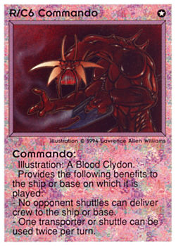 Need: 0    Want: 0    Have: 2 (+123)    Will Trade: 0    In Storage: 1              R/C6 ‑ Commando (1st Print)  Set: PE  Rarity: R2    Artist: Lawrence Allen Williams    