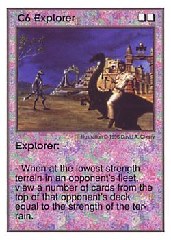 Need: 1    Want: 10    Have: 2    Will Trade: 0    In Storage: 0              C6 ‑ Explorer  Set: Per  Rarity: V1    Artist: David A. Cherry    
