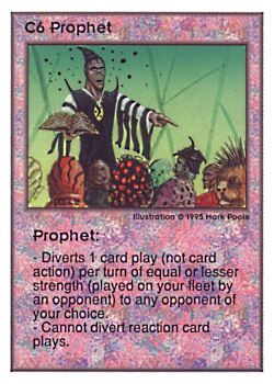 Need: 0    Want: 0    Have: 99 (+7)    Will Trade: 96    In Storage: 50              C6 ‑ Prophet  Set: UE  Rarity: R1    Artist: Mark Poole    
