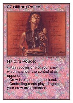 Need: 0    Want: 9    Have: 4    Will Trade: 0    In Storage: 0              C7 ‑ Military Police  Set: AT  Rarity: V1    Artist: Lubov    