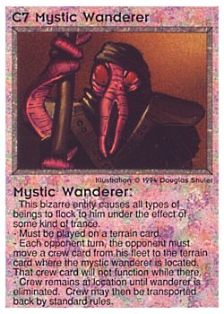 Need: 1    Want: 1    Have: 3 (+30)    Will Trade: 0    In Storage: 0              C7 ‑ Mystic Wanderer  Set: PE  Rarity: V1    Artist: Douglas Shuler    