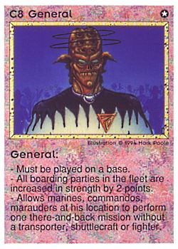Need: 0    Want: 0    Have: 6 (+32)    Will Trade: 4    In Storage: 0              C8 ‑ General  Set: PE  Rarity: V1    Artist: Mark Poole    