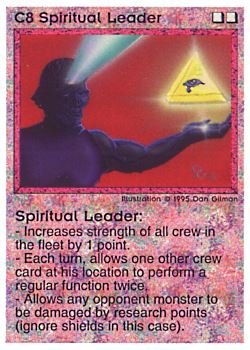 Need: 0    Want: 0    Have: 5 (+20)    Will Trade: 3    In Storage: 0              C8 ‑ Spiritual Leader  Set: NE  Rarity: V1    Artist: Dan Gillman    