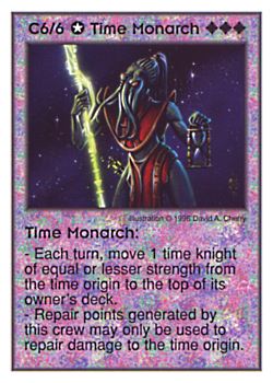 Need: 1    Want: 9    Have: 3    Will Trade: 0    In Storage: 0              C6/6 ‑ Time Monarch  Set: Per  Rarity: V1    Artist: David A. Cherry    