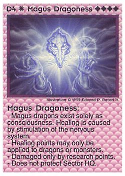Need: 0    Want: 0    Have: 21    Will Trade: 13    In Storage: 8              D4 ‑ Magus Dragoness  Set: NE  Rarity: U1    Artist: Edward P. Beard Jr.    
