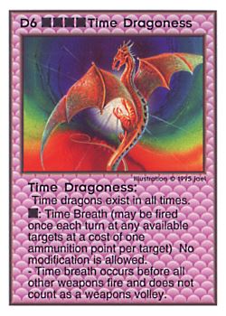 Need: 0    Want: 0    Have: 182    Will Trade: 176    In Storage: 50              D6 ‑ Time Dragoness  Set: TG  Rarity: R2    Artist: jael    