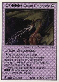 Need: 1    Want: 12    Have: 0    Will Trade: 0    In Storage: 0              D7 ‑ Crater Dragoness  Set: Pro5  Rarity: Pro5    Artist: Randy Asplund‑Faith    