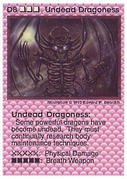 Need: 0    Want: 0    Have: 4 (+38)    Will Trade: 2    In Storage: 0              D8 ‑ Undead Dragoness  Set: NE  Rarity: V1    Artist: Edward P. Beard Jr.    